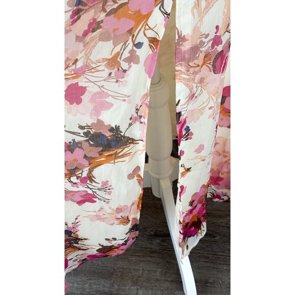 ASOS V Neck Lace Chiffon Floral Midi Tea Dress Womens Size 4 New Cream Pink - Picture 8 of 14